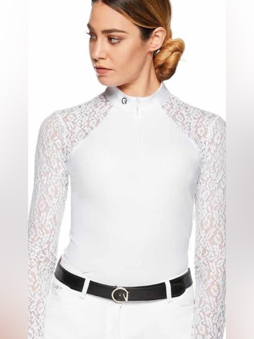 EGO 7 NWT White Long-Sleeve Mesh Performance Tee